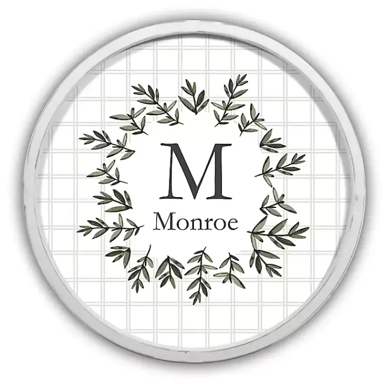 Kirklands Home Monogram Wall Decor|Personalized Monogram Leafy Frame Plaque White