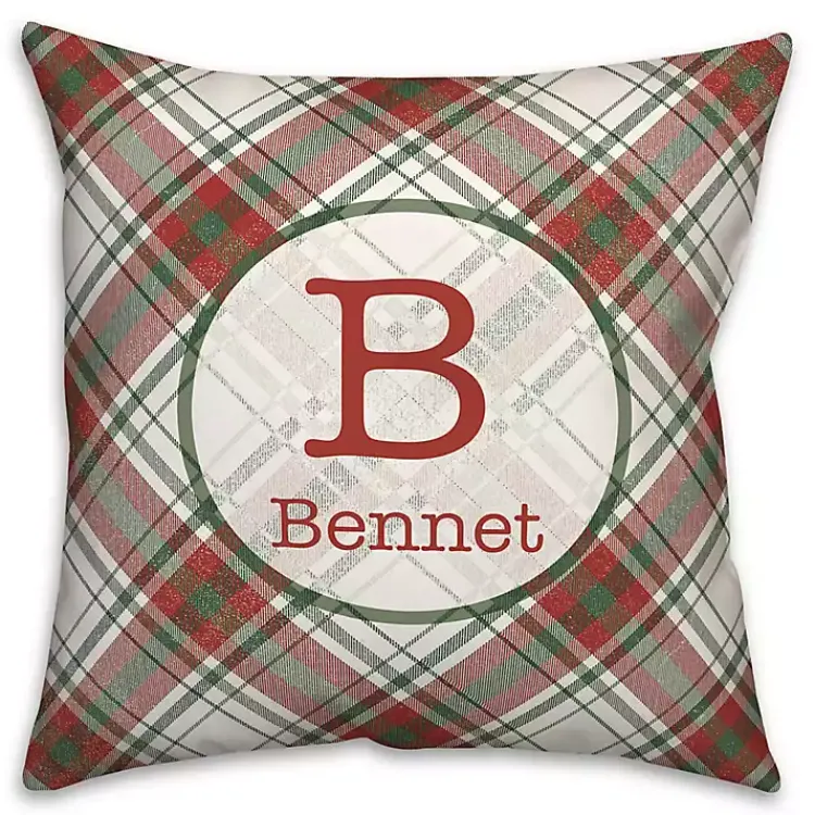Personalized Monogram Plaid Christmas Pillow Christmas Pillows