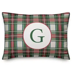 Clearance Personalized Monogram Plaid Lumbar Pillow Christmas Pillows