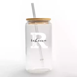 Kirklands Home Monogram Kitchen Decor|Personalized Monogram R Floral Glass Cup