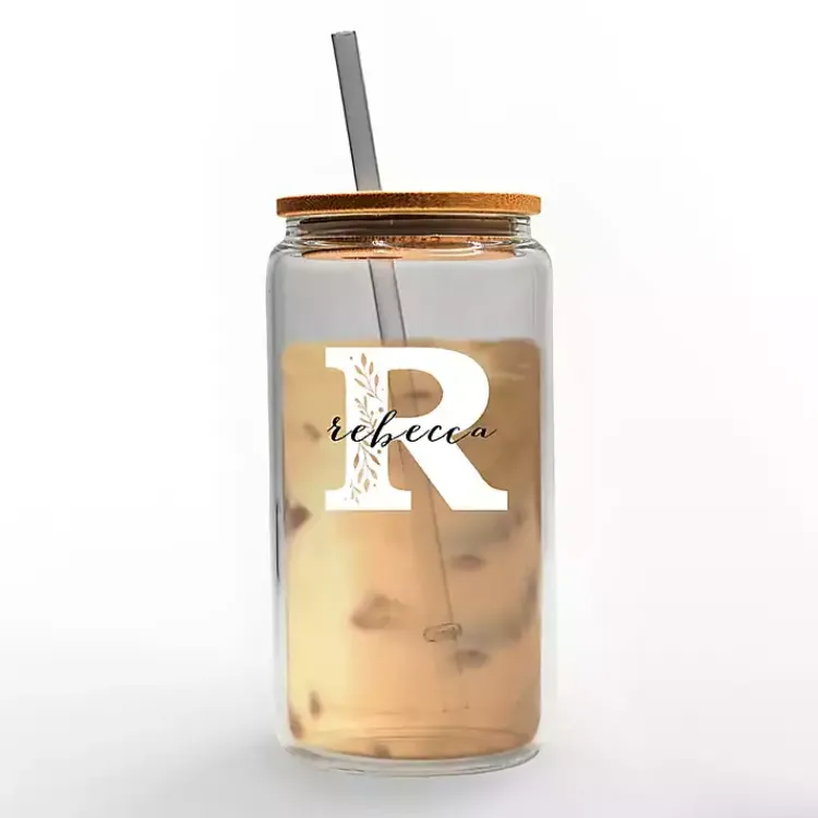 Kirklands Home Monogram Kitchen Decor|Personalized Monogram R Floral Glass Cup