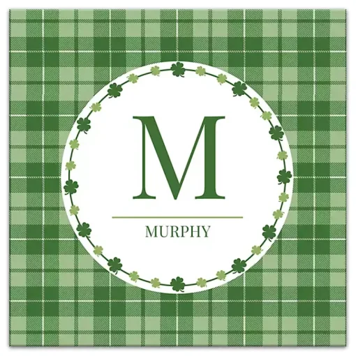 Personalized Monogram Shamrock Canvas Art Print St Patricks Day Decorations