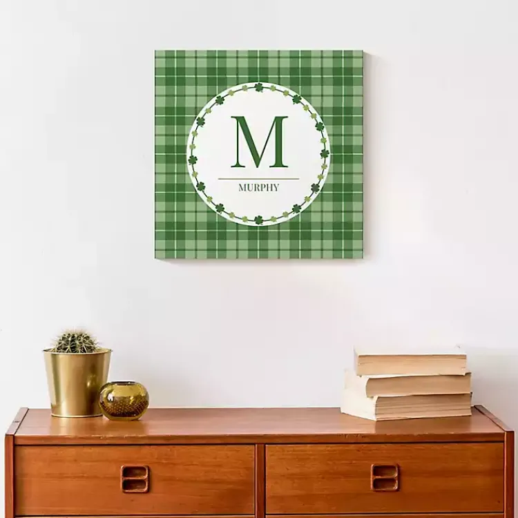 Personalized Monogram Shamrock Canvas Art Print St Patricks Day Decorations