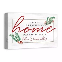Personalized No Place Like Home Holly Canvas Print Christmas Art & Wall Decor