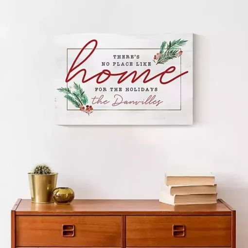 Personalized No Place Like Home Holly Canvas Print Christmas Art & Wall Decor