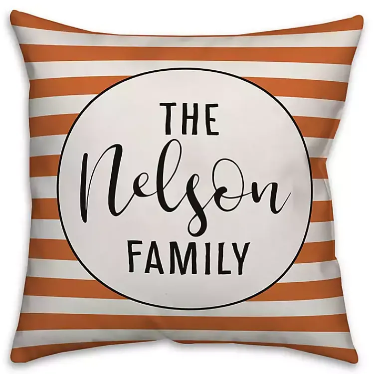 Outlet Personalized Orange Stripe Outdoor Throw Pillow Halloween