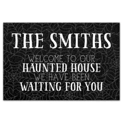 Online Personalized Our Haunted House Canvas Plaque Halloween