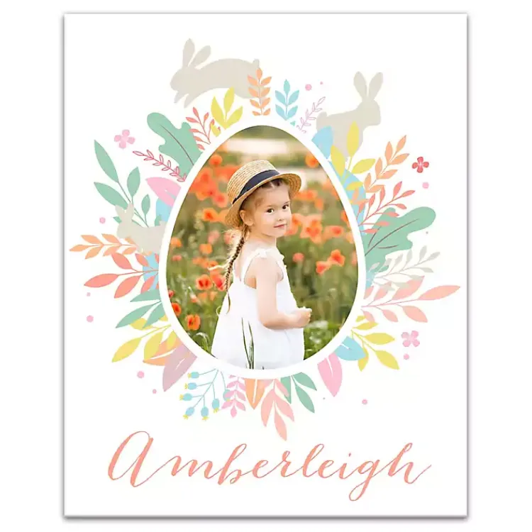 Sale Personalized Photo Egg Wreath Canvas Print Easter Decorations