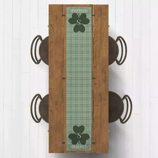 Outlet Personalized Plaid Clover Table Runner, 72 in. St Patricks Day Decorations