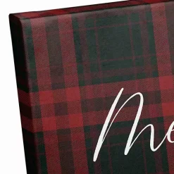 Discount Personalized Plaid Santa Sleigh Canvas Wall Plaque Christmas Art & Wall Decor