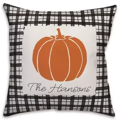 Discount Personalized Pumpkin Black and White Plaid Pillow Fall