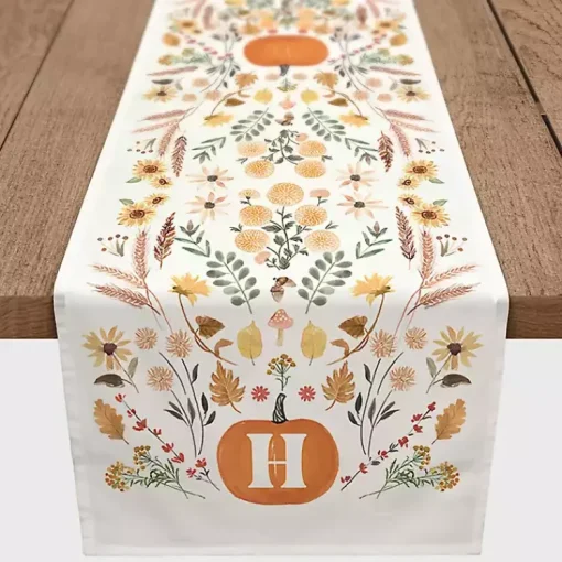 Personalized Pumpkin Floral Table Runner, 90 in. Fall