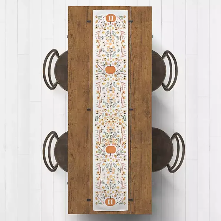 Personalized Pumpkin Floral Table Runner, 90 in. Fall
