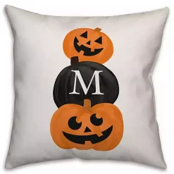 Personalized Pumpkin Stack Outdoor Throw Pillow Halloween
