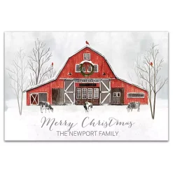 Online Personalized Red Holiday Barn Canvas Art Print Christmas Art & Wall Decor