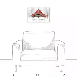 Online Personalized Red Holiday Barn Canvas Art Print Christmas Art & Wall Decor