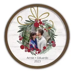 Online Personalized Round Wreath Brown Framed Wall Plaque Christmas Art & Wall Decor
