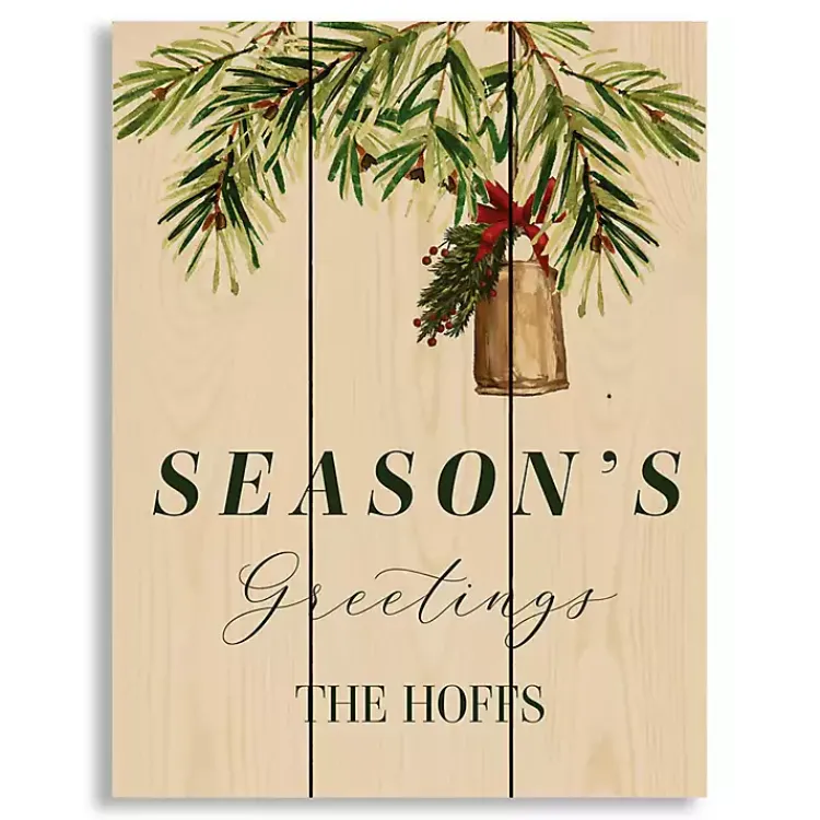 New Personalized Season's Greetings Wood Wall Plaque Christmas Art & Wall Decor