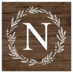 Kirklands Home Monogram Wall Decor|Personalized Shiplap Wreath Canvas Wall Plaque