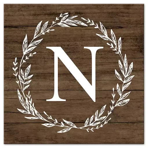 Kirklands Home Monogram Wall Decor|Personalized Shiplap Wreath Canvas Wall Plaque