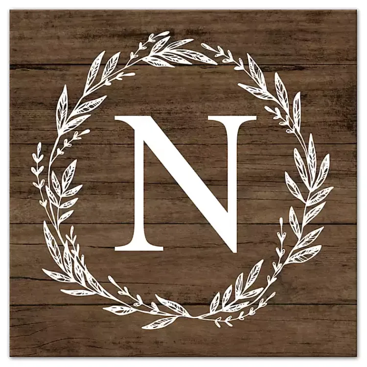 Kirklands Home Monogram Wall Decor|Personalized Shiplap Wreath Canvas Wall Plaque