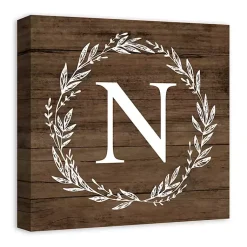 Kirklands Home Monogram Wall Decor|Personalized Shiplap Wreath Canvas Wall Plaque