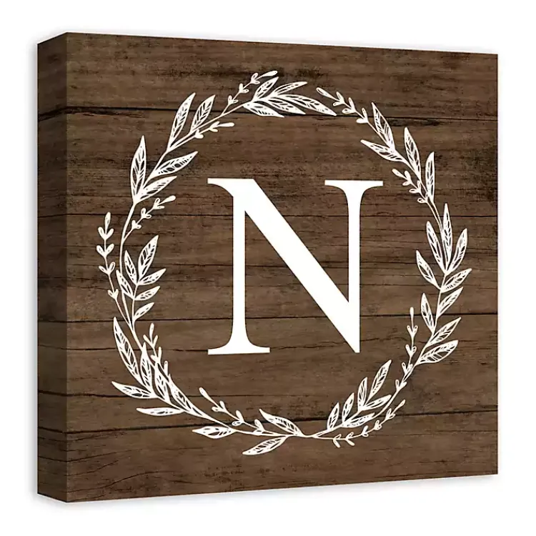Kirklands Home Monogram Wall Decor|Personalized Shiplap Wreath Canvas Wall Plaque