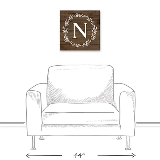 Kirklands Home Monogram Wall Decor|Personalized Shiplap Wreath Canvas Wall Plaque