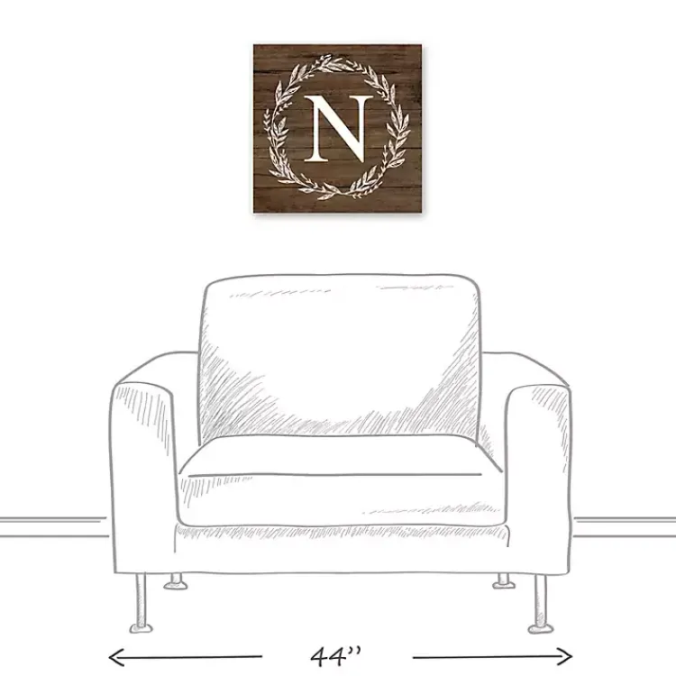 Kirklands Home Monogram Wall Decor|Personalized Shiplap Wreath Canvas Wall Plaque