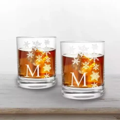 Online Personalized Snowflake Whiskey Glasses, Set of 2 Christmas Dining & Entertaining