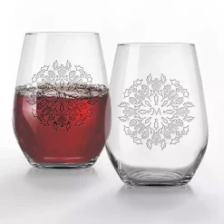 Personalized Snowflake Wine Glasses, Set of 2 Christmas Dining & Entertaining