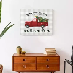 Clearance Personalized Welcome Christmas Truck Canvas Plaque Christmas Art & Wall Decor
