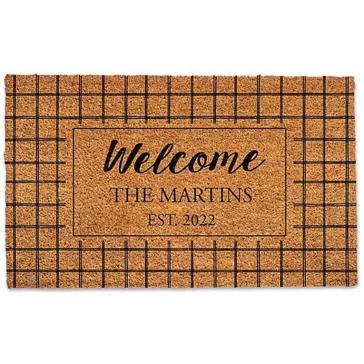 Kirklands Home Doormats|Personalized Welcome Windowpane Coir Doormat
