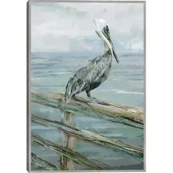 Kirklands Home Canvas Art|Pierside Pelican Framed Canvas Art Print