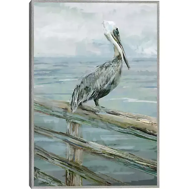 Kirklands Home Canvas Art|Pierside Pelican Framed Canvas Art Print