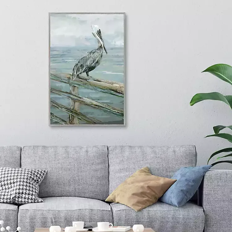 Kirklands Home Canvas Art|Pierside Pelican Framed Canvas Art Print