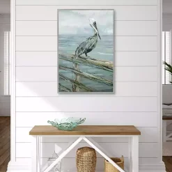Kirklands Home Canvas Art|Pierside Pelican Framed Canvas Art Print