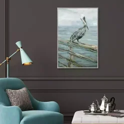 Kirklands Home Canvas Art|Pierside Pelican Framed Canvas Art Print