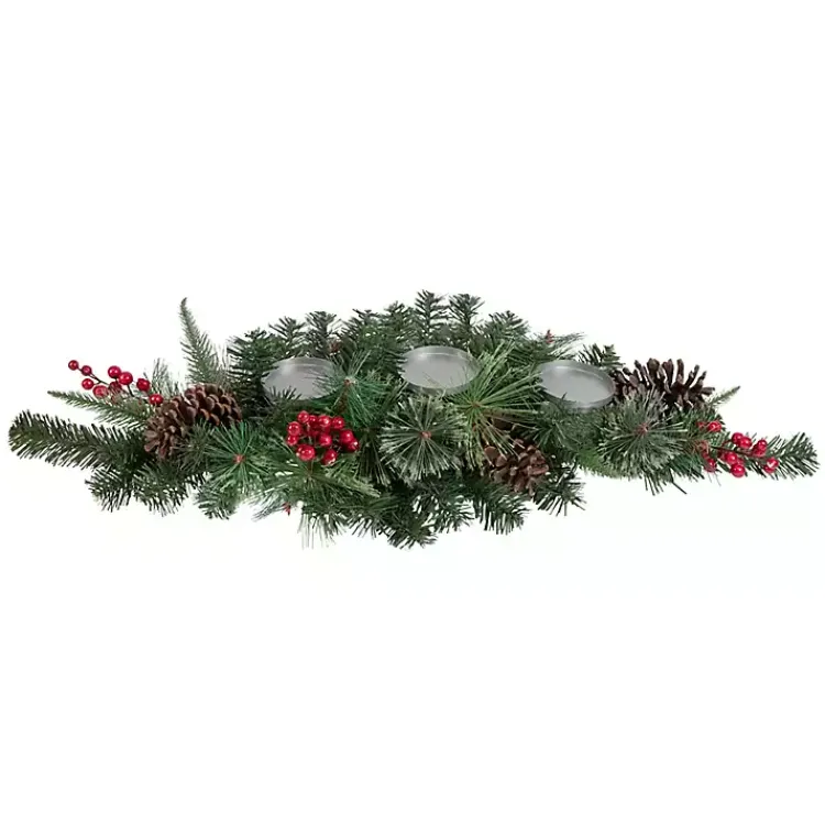 Best Pine and Berry Pillar Candle Centerpiece Christmas Centerpieces