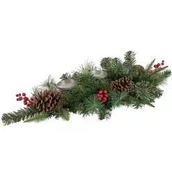 Best Pine and Berry Pillar Candle Centerpiece Christmas Centerpieces