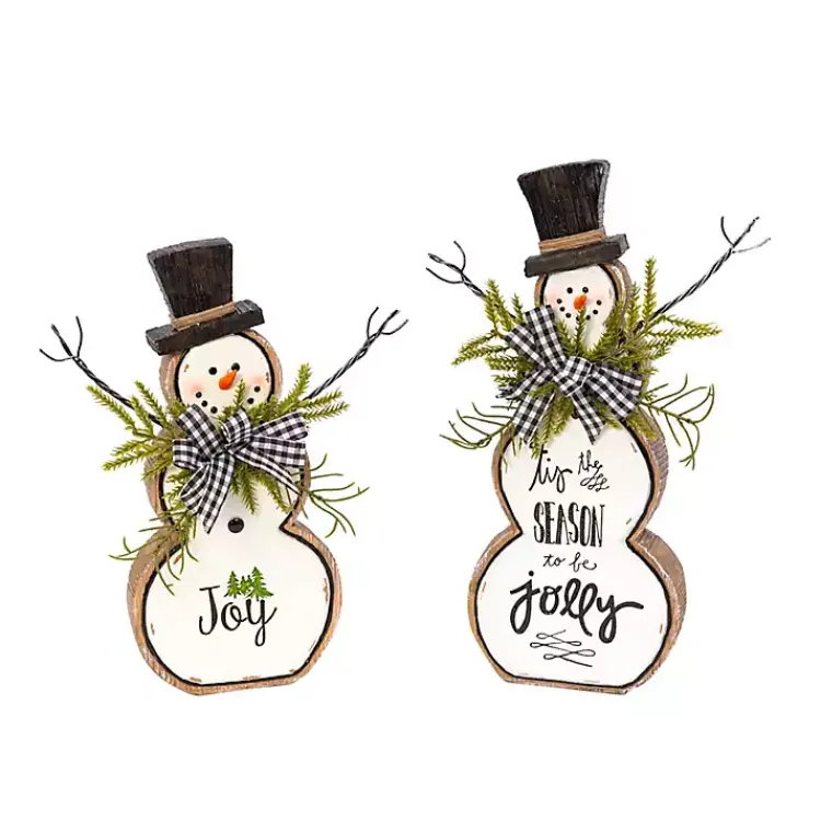 Hot Pine Greeting Snowman Figurines, Set of 2 Christmas Decorations