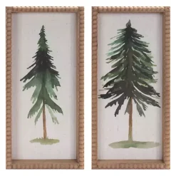 New Pine Trees Beaded Framed Art Prints, Set of 2 Christmas Art & Wall Decor
