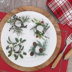 Kirklands Home Table Linens|Pineberry Christmas Wreath Napkin Rings, Set of 4