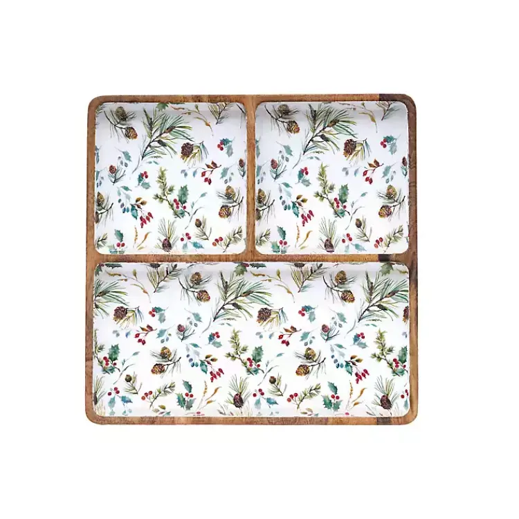 Outlet Pinecone 3-Compartment Serving Tray Christmas Dining & Entertaining