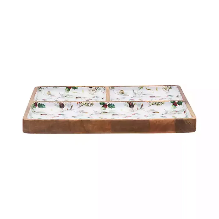 Outlet Pinecone 3-Compartment Serving Tray Christmas Dining & Entertaining