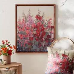 Kirklands Home Canvas Art|Pink & Red Hollyhock Framed Canvas Art Print