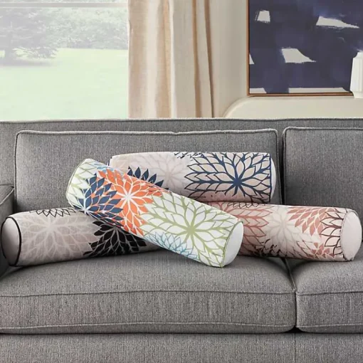 Kirklands Home Outdoor Cushions & Pillows|and Beige Floral Outdoor Bolster Pillow Pink