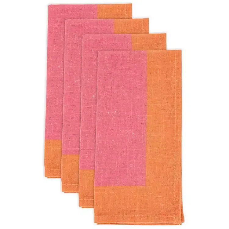 Kirklands Home Table Linens|Pink and Orange Colorblock Napkins, Set of 4
