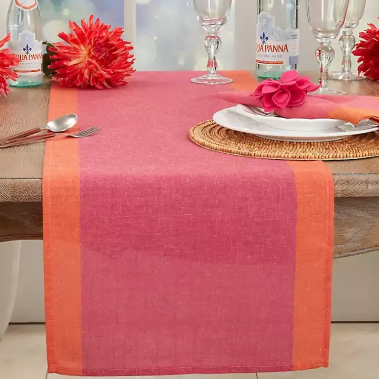 Kirklands Home Table Linens|Pink and Orange Colorblock Table Runner