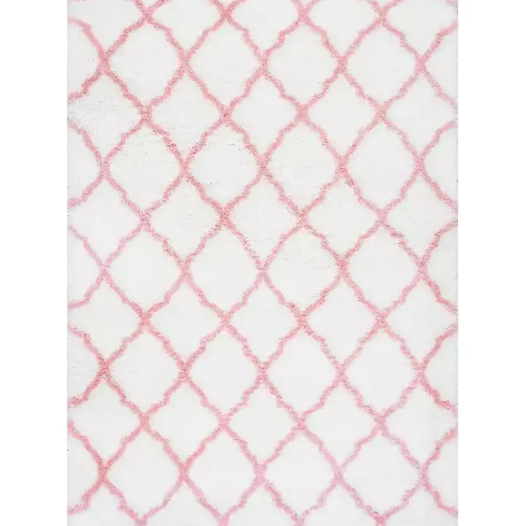 Kirklands Home Area Rugs|Pink and White Iliza Trellis Area Rug, 5x8
